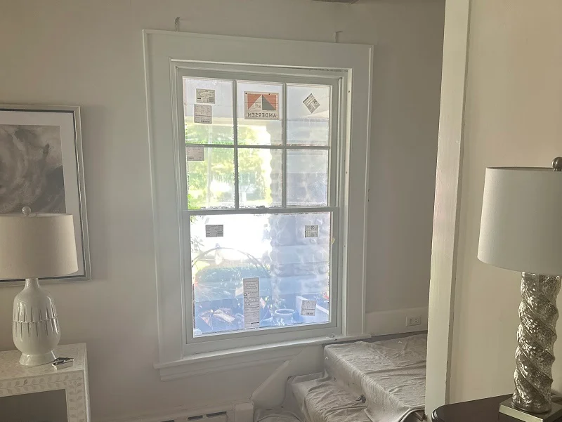 Andersen 400 Series double hung window freshly installed in Fairfield,CT